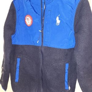 Polo Ralph Lauren Blue and Black Fleece Jacket